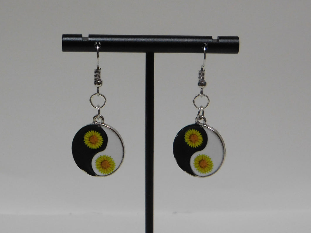 Yin-Yang Sunflower Earrings