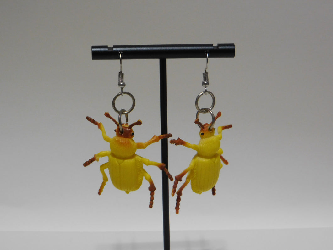 Yellow Beetle Earrings