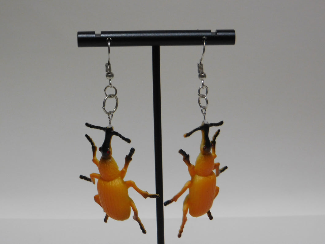 Orange Beetle Earrings