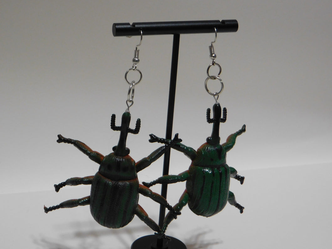 Green Beetle Earrings