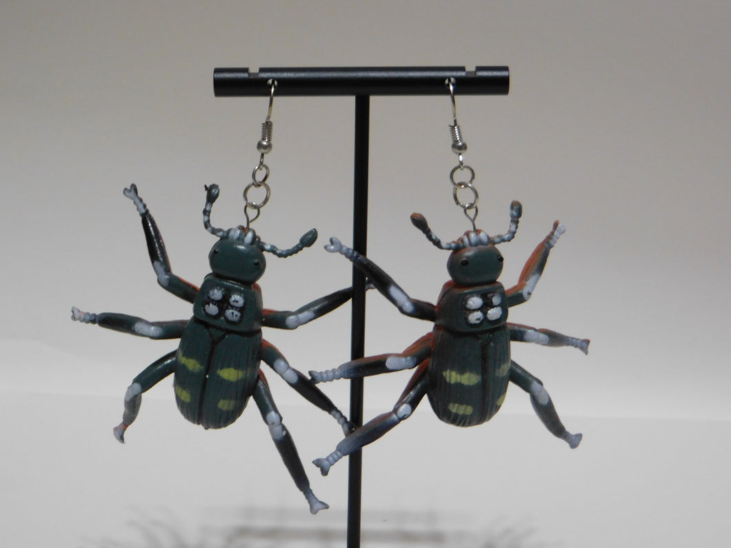 Grey Beetle Earrings