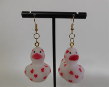 Load image into Gallery viewer, White Valentine Duck Earrings
