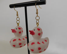 Load image into Gallery viewer, White Valentine Duck Earrings
