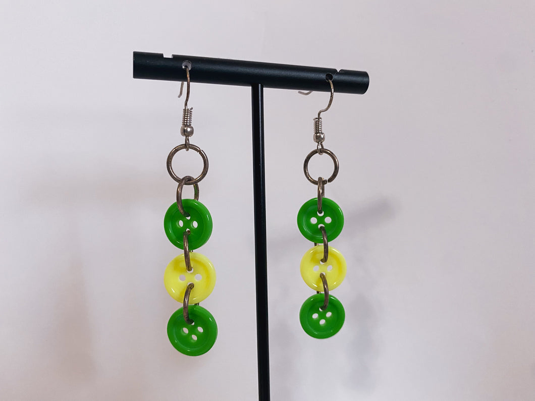 Yellow/Green Button Earrings