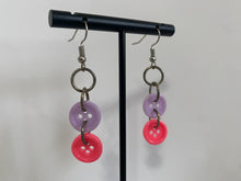 Load image into Gallery viewer, Pink/Purple Button Earrings
