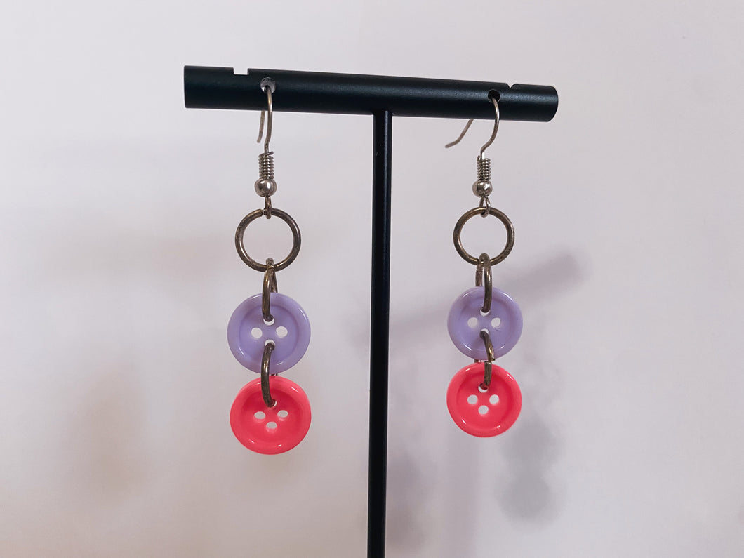 Pink/Purple Button Earrings