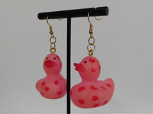 Load image into Gallery viewer, Pink Valentine Duck Earrings
