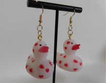 Load image into Gallery viewer, White Valentine Duck Earrings
