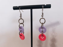 Load image into Gallery viewer, Pink/Purple Button Earrings
